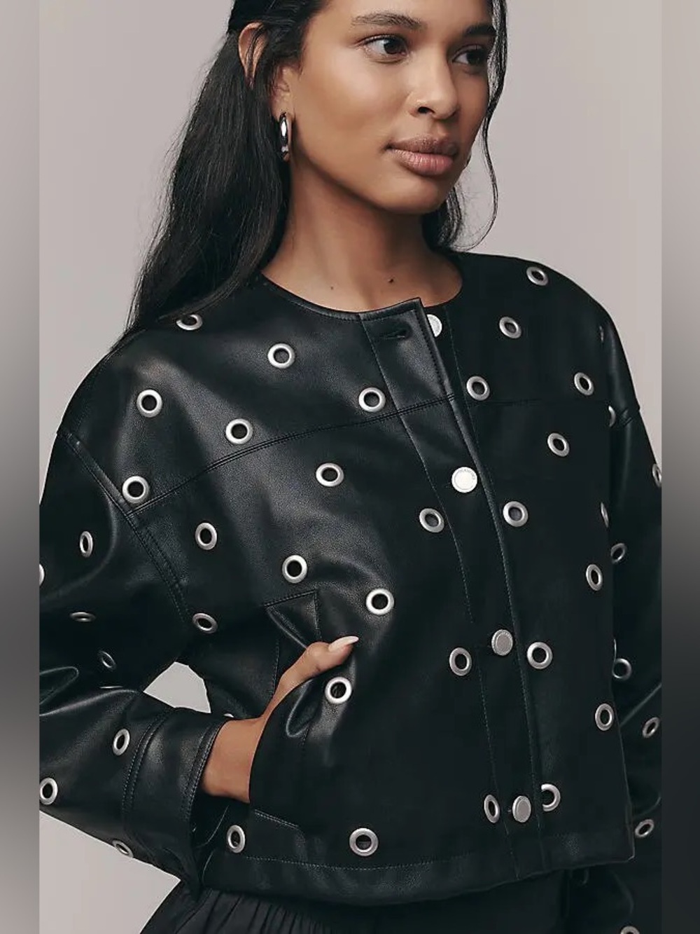 BLANKNYC Faux Leather Grommet Jacket